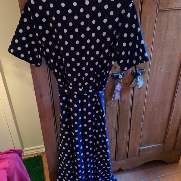 Dress. Polka dots, Marine and white, Size 8. - Picture 6 of 7